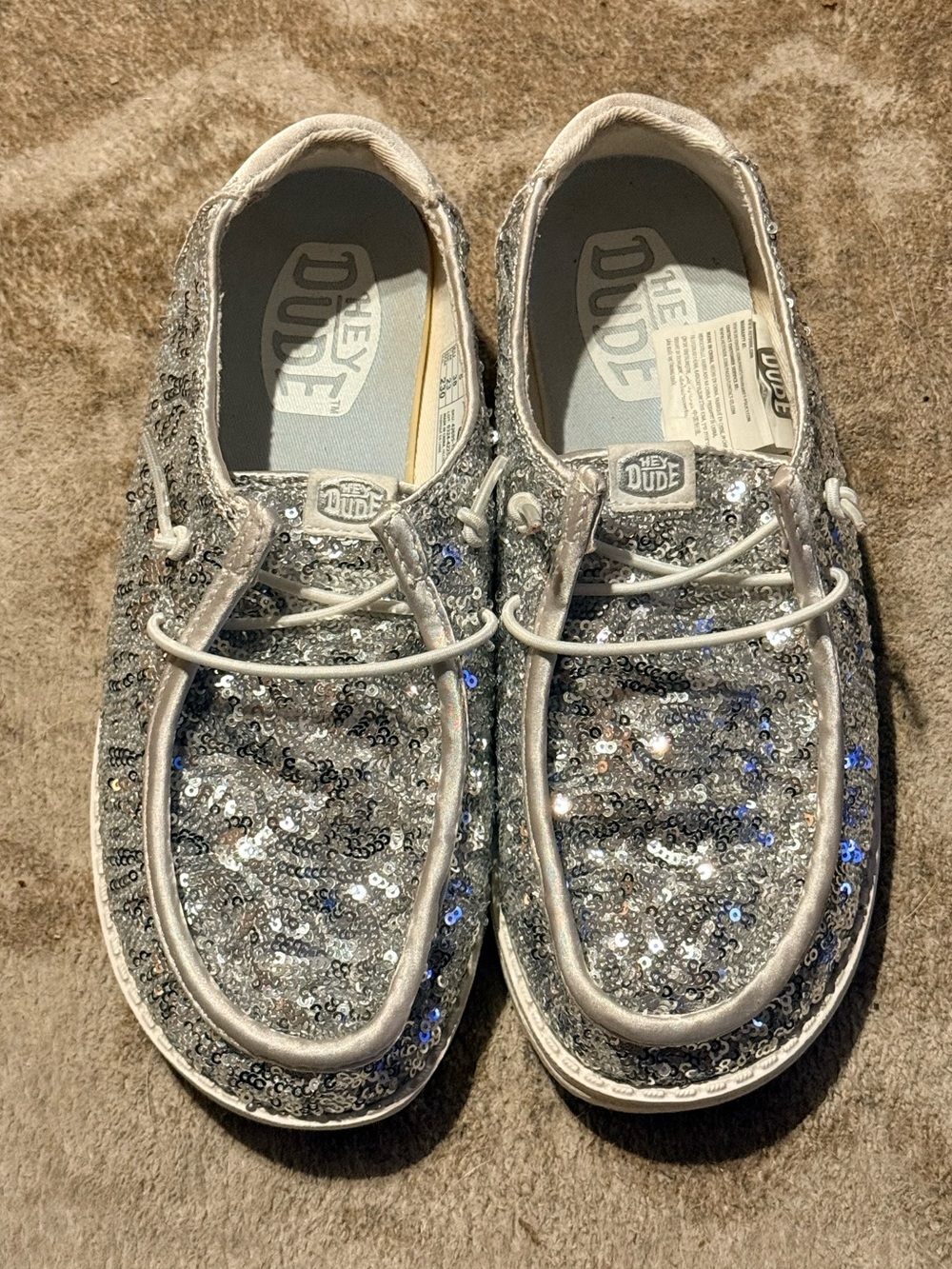 Hey Dude Women's Sequin Boat Shoes - Silver